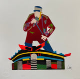 Showtime, serigrafia polimaterica con interventi in glitter di Marco Lodola, 30x30 cm