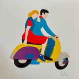 Sweet Ride, serigrafia polimaterica con interventi in collage, smalti di Marco Lodola, 30x30 cm