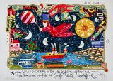 Francesco Musante - Volo felice appeso ad un palloncino (fondo bianco) - 25x35