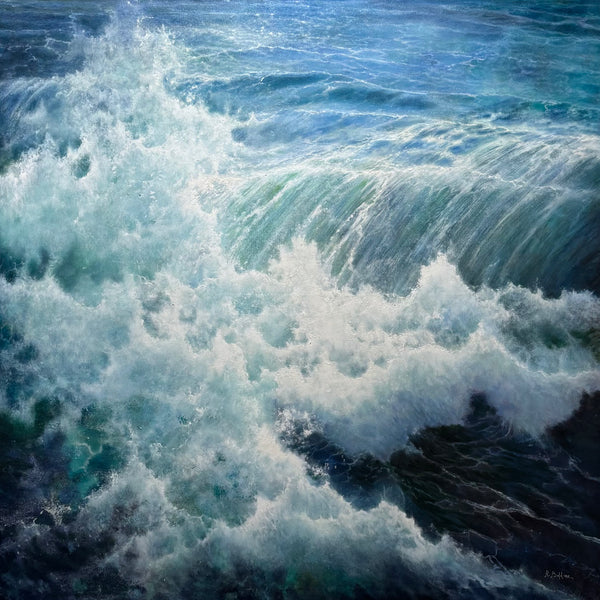 Oceano Mare, Öl auf Leinwand von Rossella Baldino, 140x140 cm